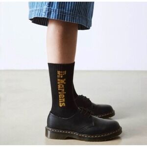 Dr. Martens Vertical Logo Socks Black Yellow Size small medium women's 4 - 9 new